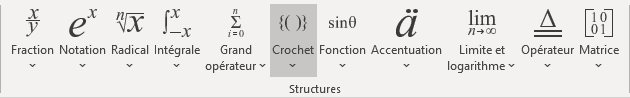 Crochet équation dans Word 365