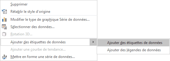 Ajouter des étiquettes de données dans Excel 2016