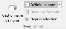 Définir un nom dans Excel 2016