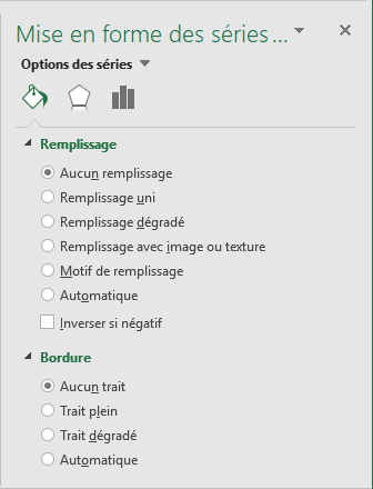 Remplissage et trait dans Excel 2016