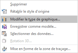 Modifier le type de graphique dans menu contextuel Excel 2016