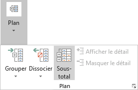 Le groupe Plan dans Excel 2016