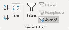 Le groupe Trier et filtrer dans Excel 365