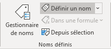 Définir un nom dans Excel 365