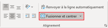 Le groupe Alignement Excel 365