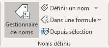 Gestionnaire de noms dans Excel 365