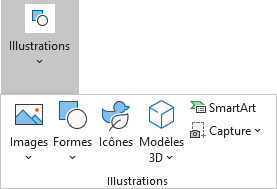 Le groupe Illustrations dans Excel 365