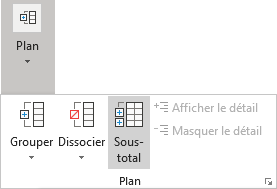 Le groupe Plan dans Excel 365