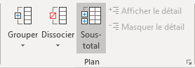 Le groupe Plan dans Excel 365