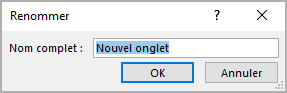 Le nom de Nouvel onglet dans Options Word 365