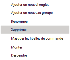 Supprimer dans Options Word 365