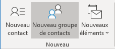 Nouveau groupe de contacts dans Outlook 365