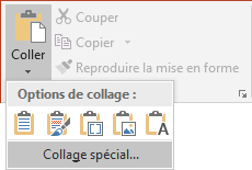 Le bouton Collage spécial dans PowerPoint 2016