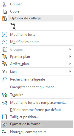 Format de la forme dans le menu contextuel PowerPoint 365