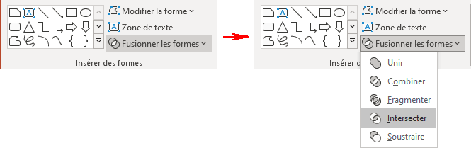 Intersection dans PowerPoint 365