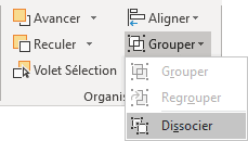 Dissocier dans Organiser PowerPoint 365