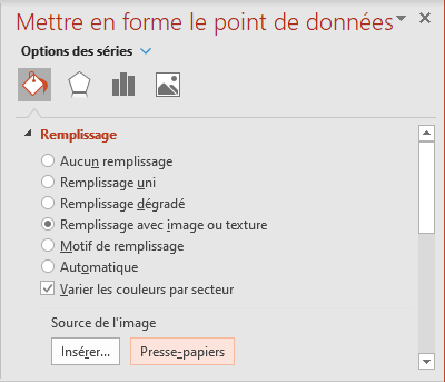 Remplissage point de données avec Presse-papiers dans PowerPoint 365