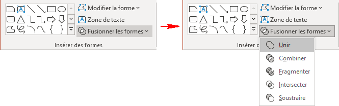 Unir dans Fusionner les formes PowerPoint 365