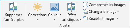 Le groupe Ajuster dans Word 2016