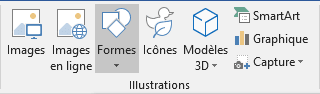 Le bouton Formes dans Word 2016