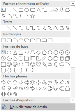 Nouvelle zone de dessin dans Word 2016