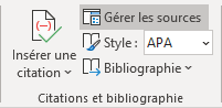 Gérer les sources dans Word 365