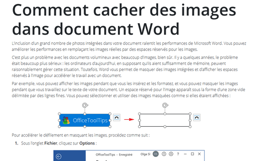 Comment cacher des images dans document Word