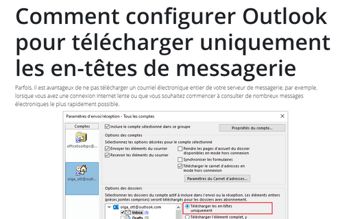 Comment configurer Outlook pour télécharger uniquement les en-têtes de messagerie