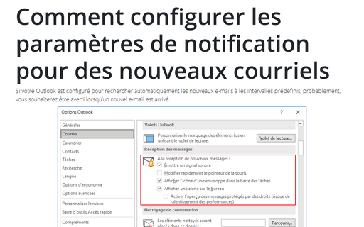 Comment configurer les paramètres de notification pour des nouveaux courriels