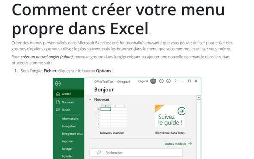 Comment créer votre menu propre dans Excel