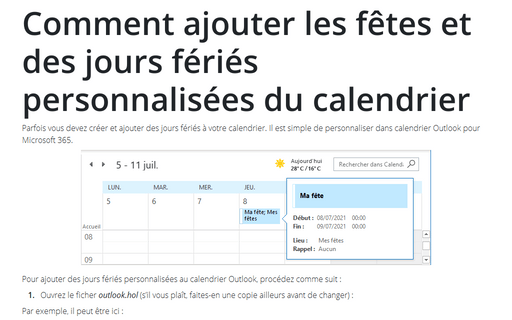 Comment Ajouter Les F tes Et Des Jours F ri s Personnalis es Du 