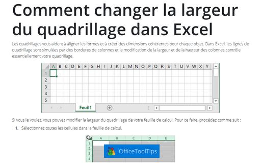 Comment changer la largeur du quadrillage dans Excel