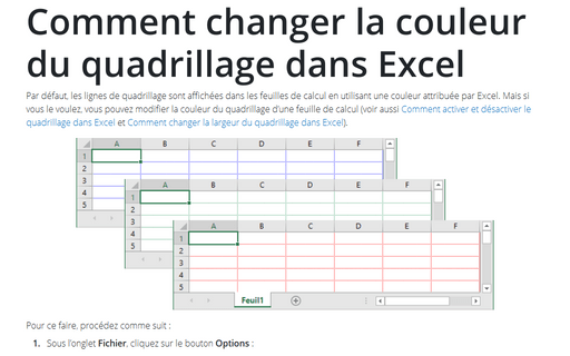 Comment changer la couleur du quadrillage dans Excel
