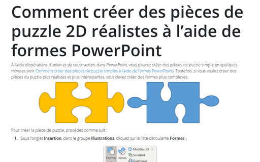Comment créer des pièces de puzzle 2D réalistes à l’aide de formes PowerPoint