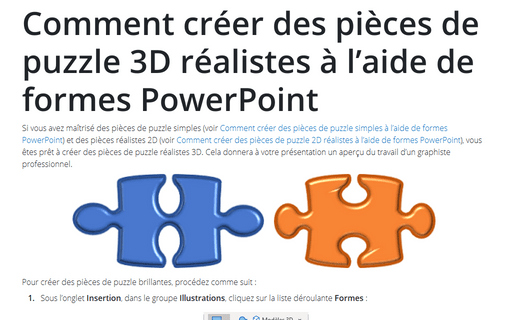 Comment créer des pièces de puzzle 3D réalistes à l’aide de formes PowerPoint