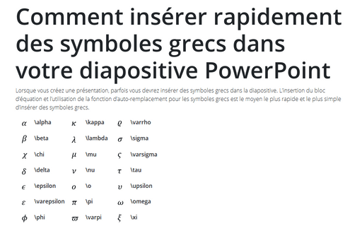 Comment insérer rapidement des symboles grecs dans votre diapositive PowerPoint