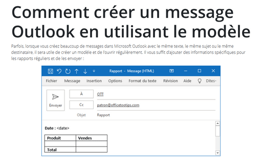 Comment créer un message Outlook en utilisant le modèle