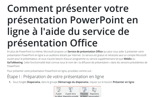 Comment présenter votre présentation PowerPoint en ligne à l'aide du service de présentation Office