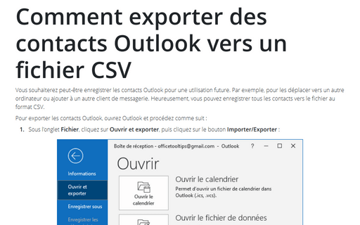 Comment exporter des contacts Outlook vers un fichier CSV