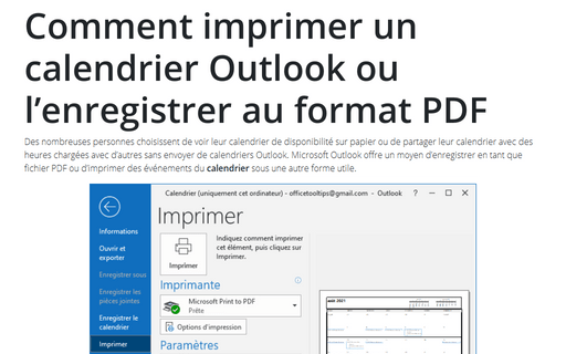 Comment imprimer un calendrier Outlook ou l’enregistrer au format PDF