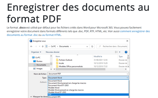 Enregistrer des documents au format PDF